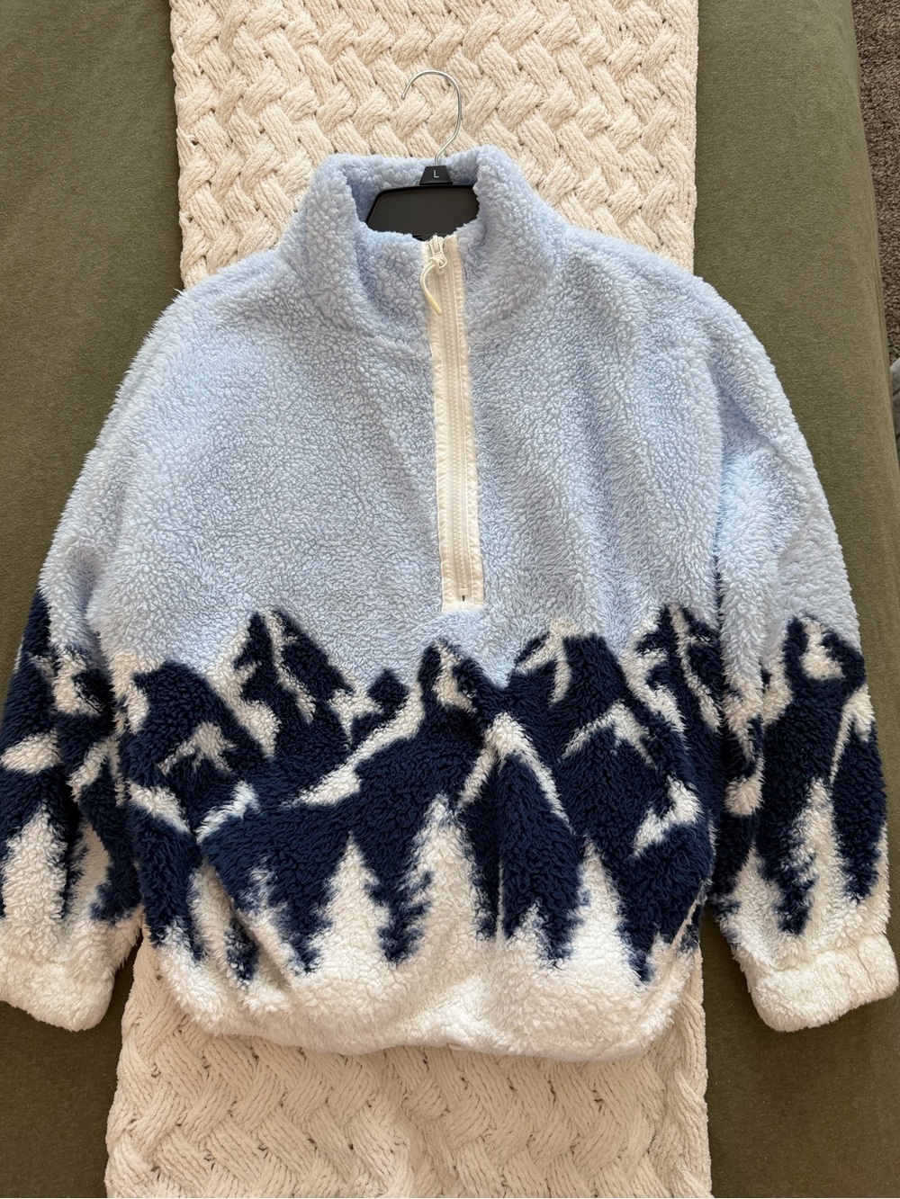 No Boundaries Fleece Pullover Blue & White Medium